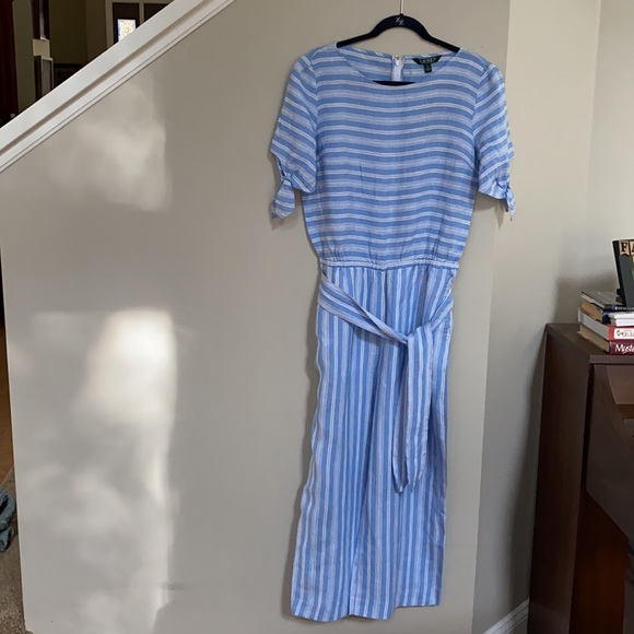 Lauren Ralph Lauren Ansley Striped Linen Jumpsuit. - Picture 9 of 16